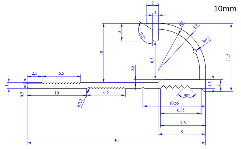 Aluminium Round Edge Tile Trim Profile 10mm