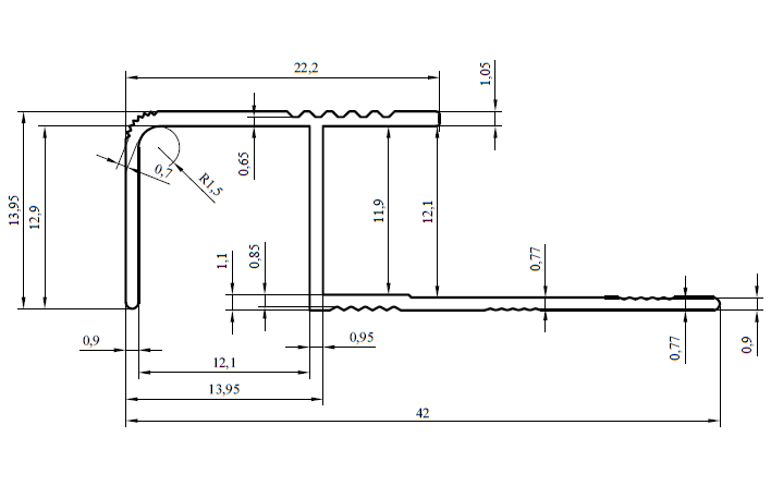 Aluminium Stair Nosing Profile 12mm